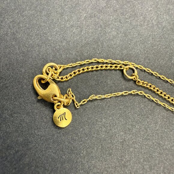 Madewell Dainty Gold-Tone Necklace Natural Stone Pendant Adjustable Length - Picture 4 of 6